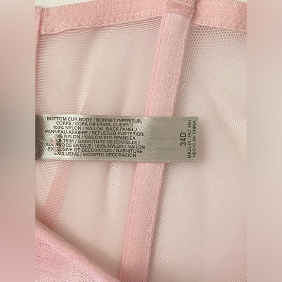 Victoria’s Secret Baby Pink & Black Lace Crystal Detail Corset Top Size 34D - Picture 8 of 8